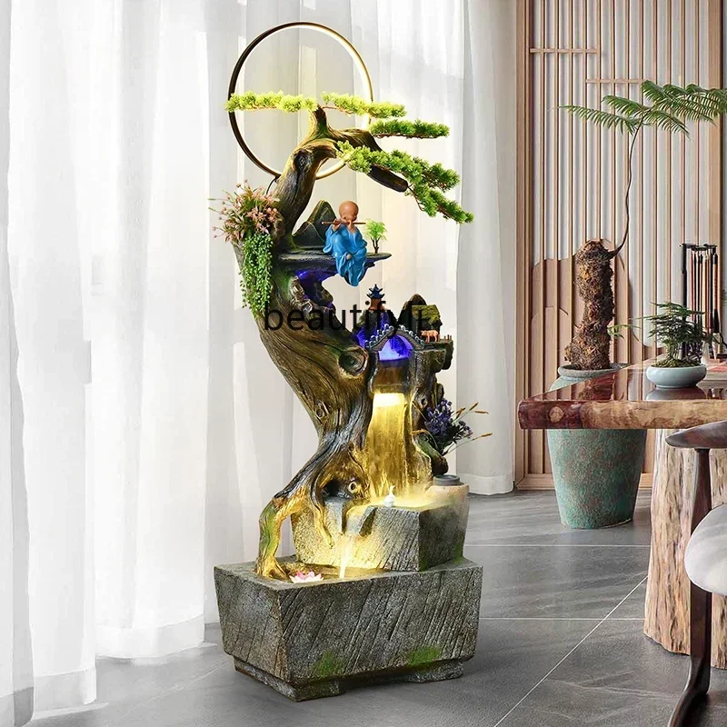 New Chinese style flowing water ornaments, fish tank, circulating water feature, Zen entrance hall, mountain waterfall landsc