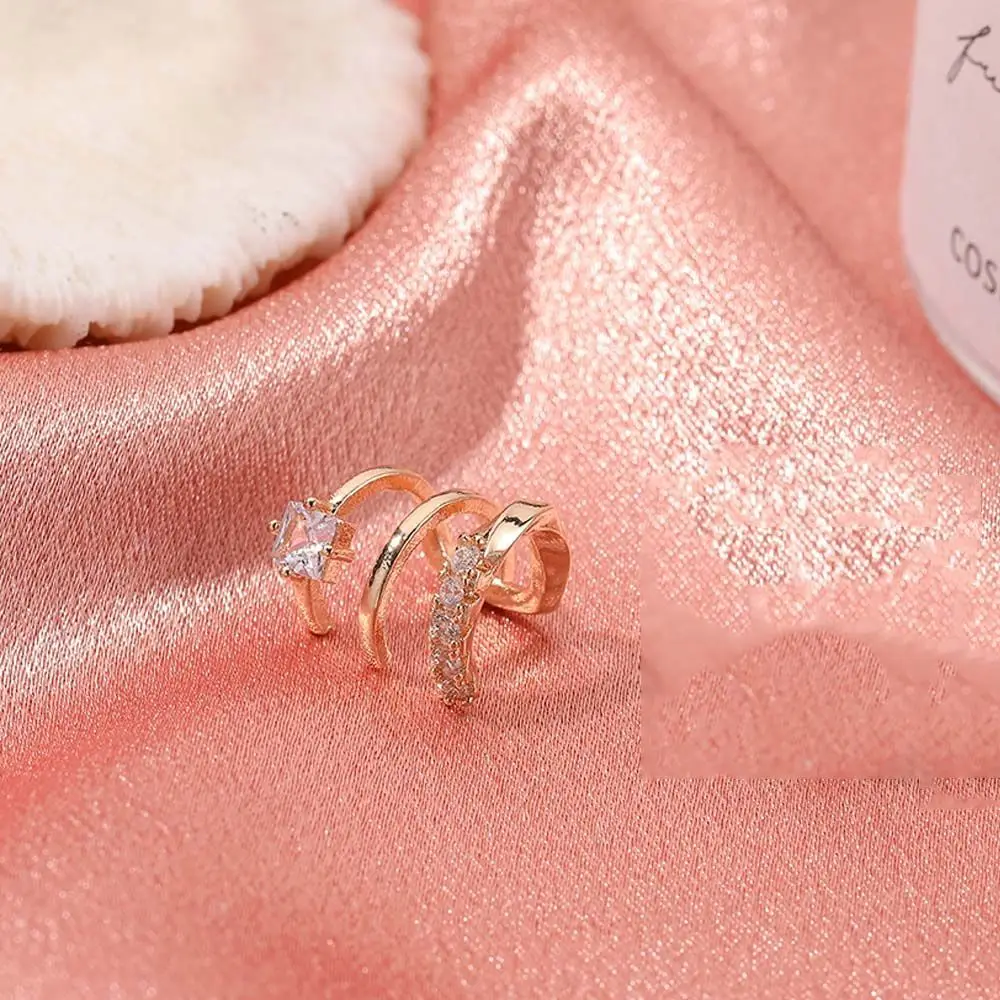 Color Fashion Jewelry Cartilage Clip Multilayer Pearl Ear Cuff Zircon Ear Bone Clip Women Earrings Zircon Ear Clip Korean Style