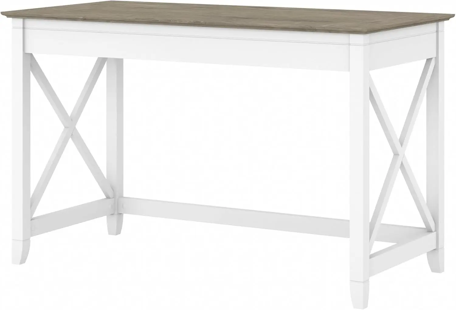 Key West Writing Table for Home Office | Small Modern Farmhouse Desk, 48W, Pure White and Shiplap Gray