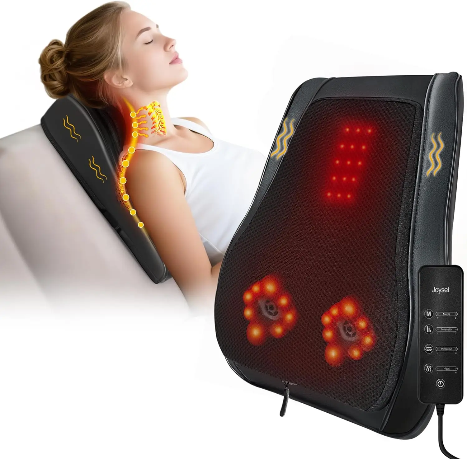

Heated 4D Kneading Shiatsu Massage Pillow for Neck, Back, Shoulder & Leg Pain Relief - Perfect Gift