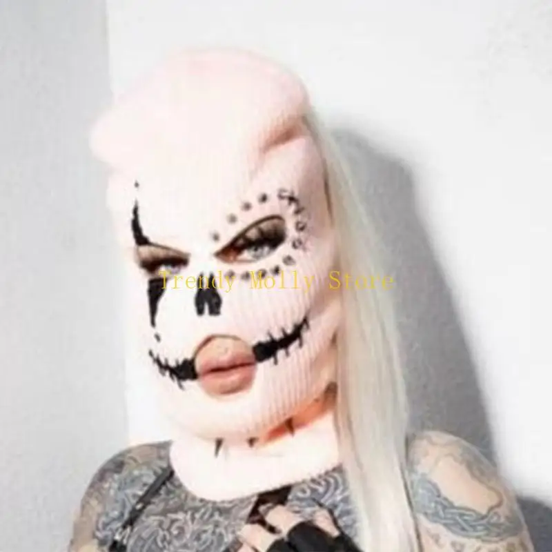 N5KB مخيف قبعة صغيرة محبوكة قبعة هالوين مخيف المسامير السارق كشر بالاكلافا قبعة زي حفلة تأثيري السارق قبعات الحفلات #5