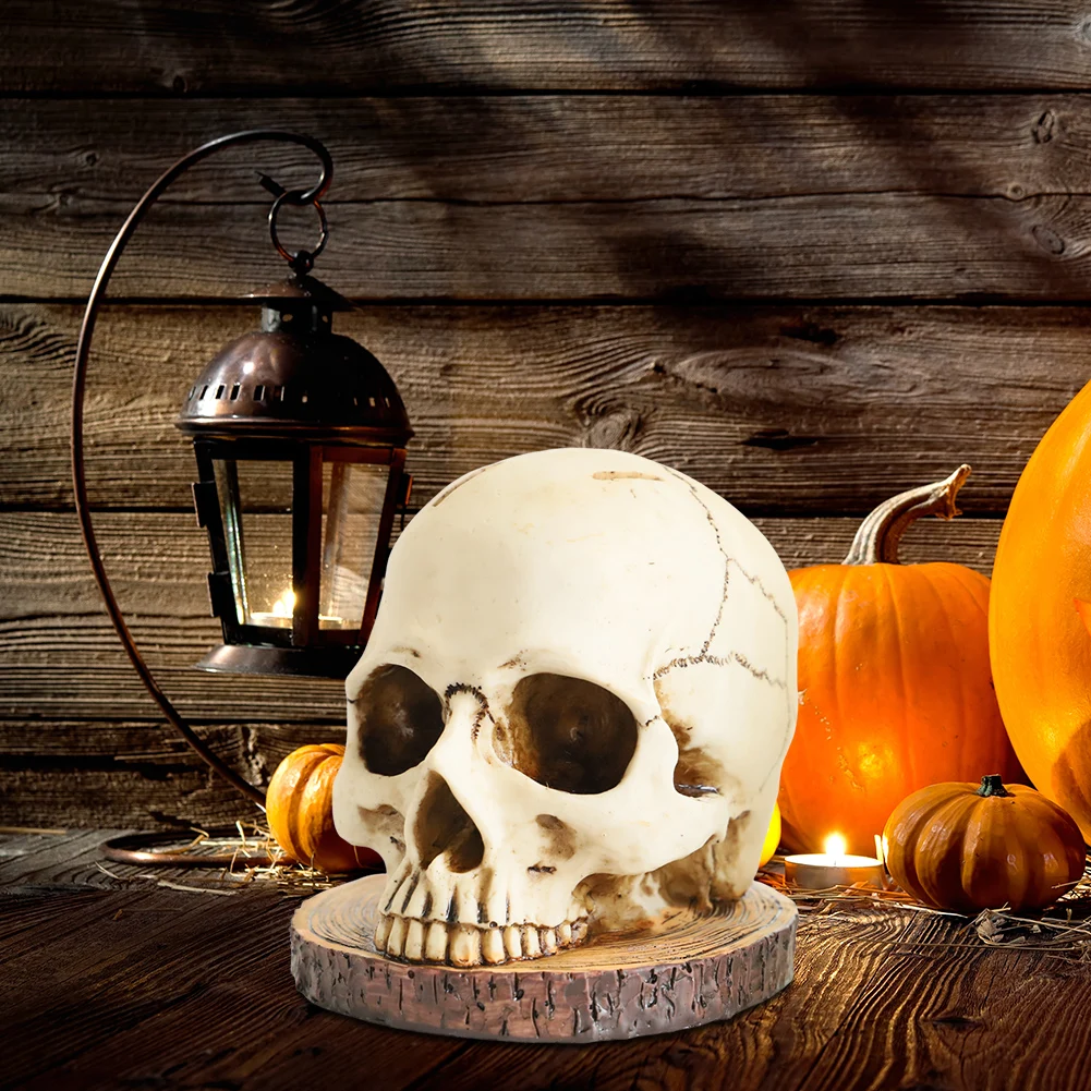 Rak penyimpanan pisau dapur horor, rak meja Resin atas tengkorak pemegang pisau dekorasi kerangka untuk pesta Halloween menakutkan