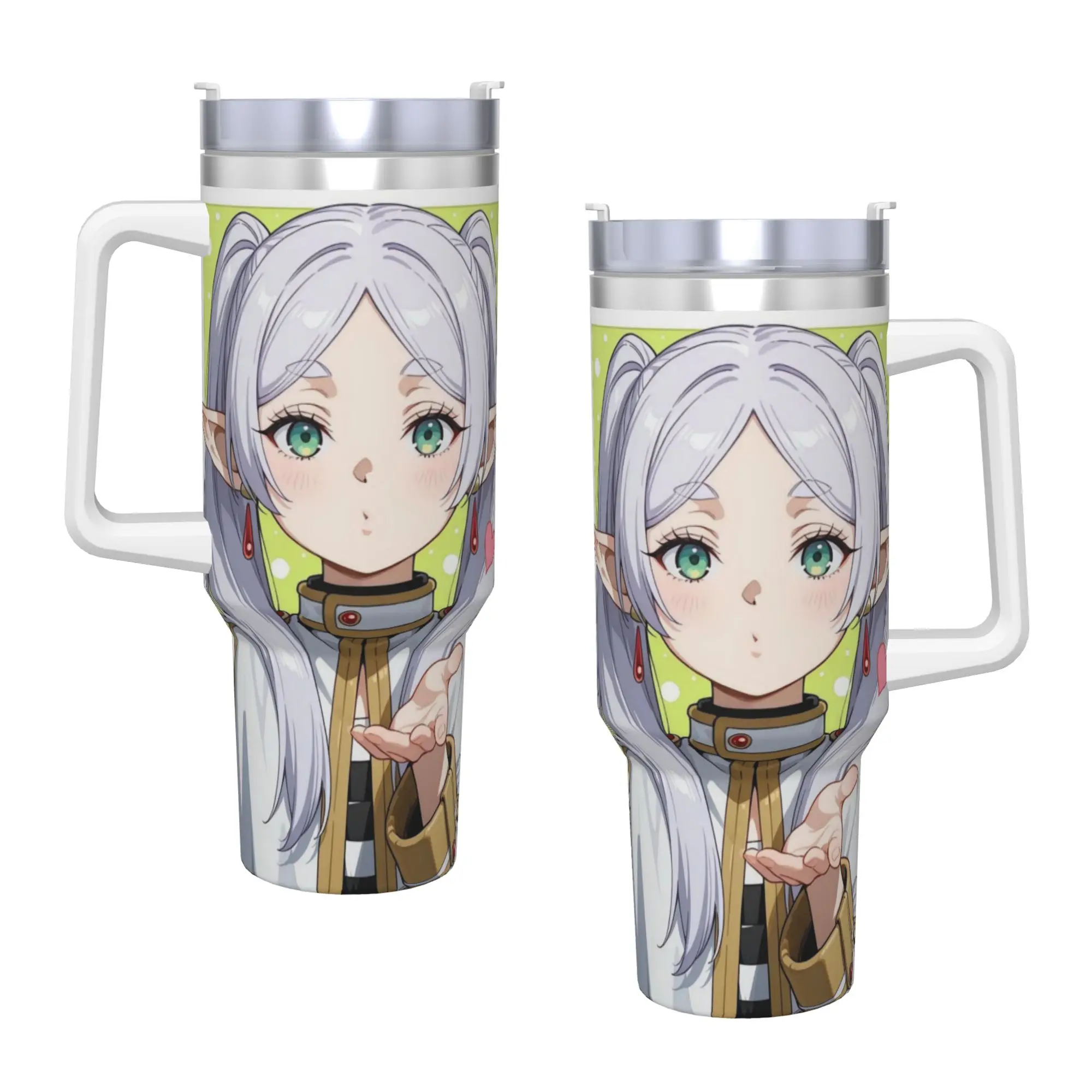 Frieren Beyond Journeys Tumbler  Cold and Hot Portable Stainless Steel Water Bottle With Handle Driving Car Mugs