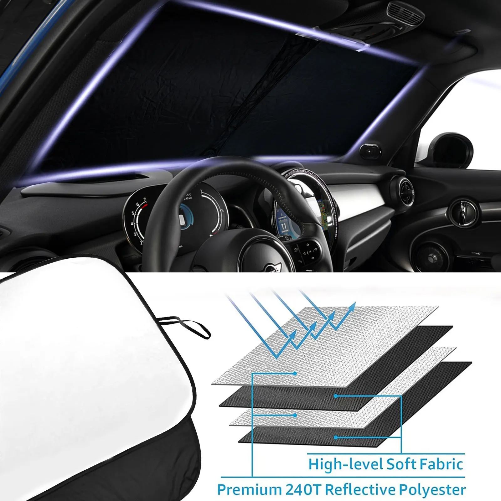 Car Visor Sunscreen Window Sun Shade Blocks Parasol Coche UV Rays Driver Protection For Mini Cooper S Hardtop 4 Door 2015-2024