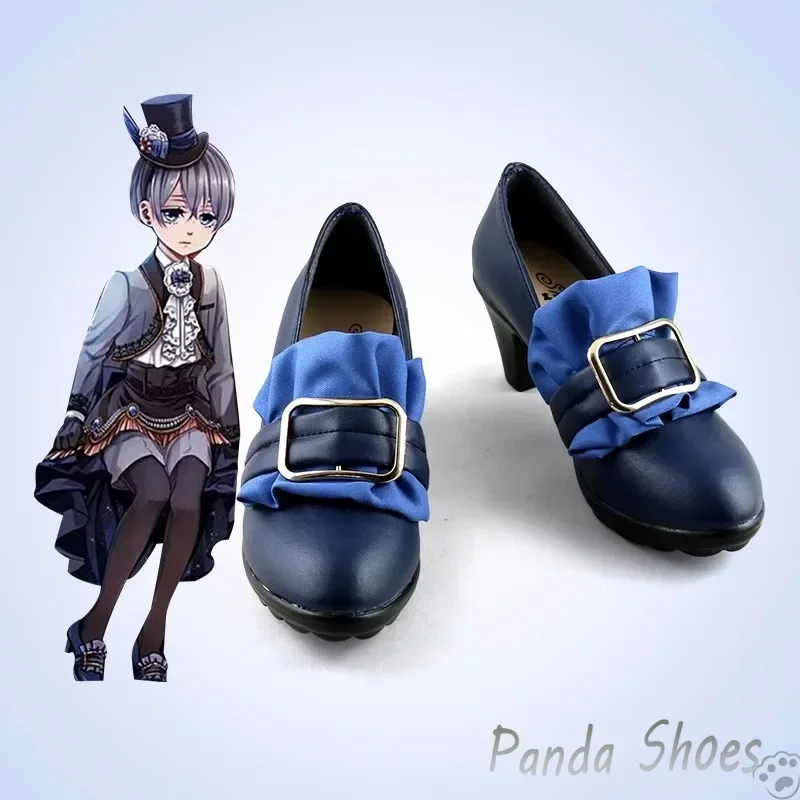 Ciel Black Butler Cosplay Shoes Comic Anime Blue Boots Ciel Phantomhive Cosplay Costume Prop Shoes for Halloween Party