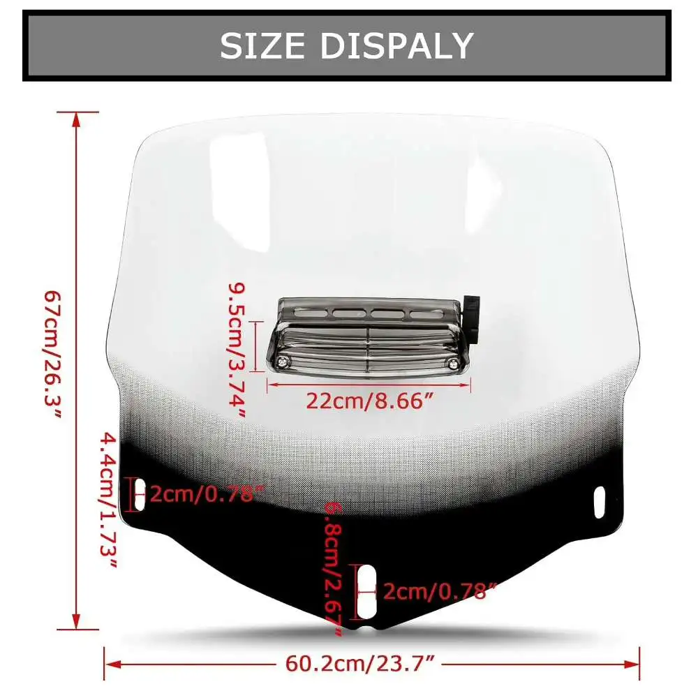 Parabrisas transparente para motocicleta, Deflector de carenado de 26 pulgadas con ventilación de aire para Honda Goldwing Gold Wing GL1800 2001-2017