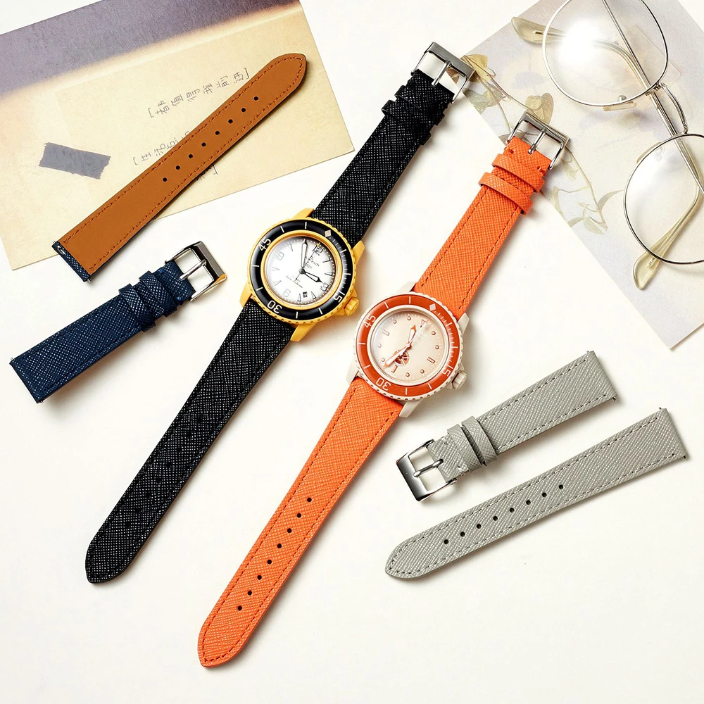 Тонкий ремешок для часов из сафьяно премиум-класса 18 мм, 20 мм, 22 мм, мягкий ремешок для часов из телячьей кожи, быстросъемный браслет, ремень для мужчин и женщин