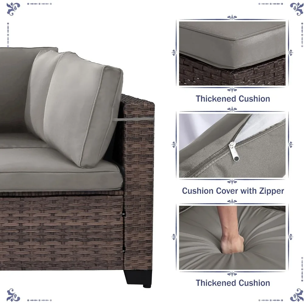 7-Piece Outdoor Modular Sectional Sofa Set with PE Rattan, All-Weather Wicker Patio Conversation Furniture