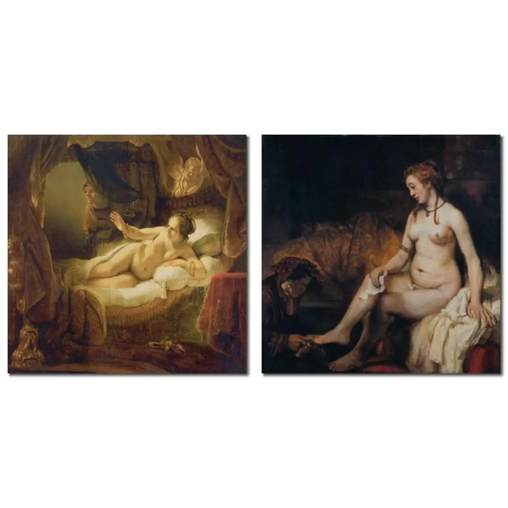 

Female Canvas Art Danae by Rembrandt van Rijn Oil Painting Hand Painted Famous Artwork for Bedroom Study Room Modern Decor Gift