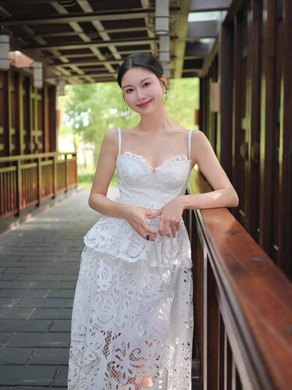 Runway Summer Midi White Lace Prom Dress Women Straps Backless Embroidery Layer Cake Wedding Evening Sundress Party Vestido Long