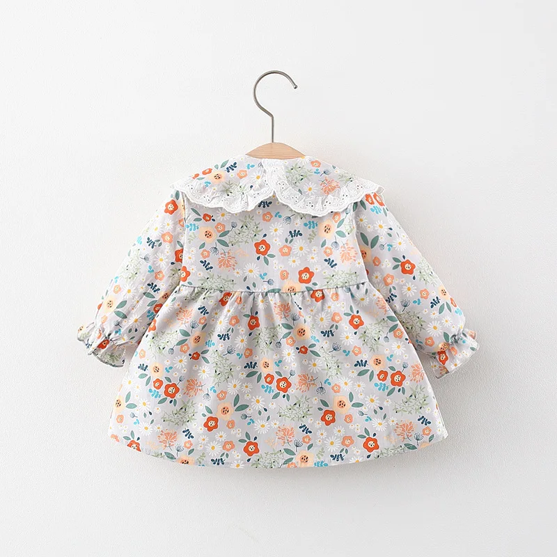 Spring and Autumn New Floral Print Big Lapel Princess Girl Baby Fashion Comfortable Dress