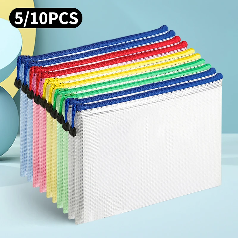 A4 Waterproof Zipper Plastic Folder, Used For Organizing Documents, Suitable For Schools, Offices And Households