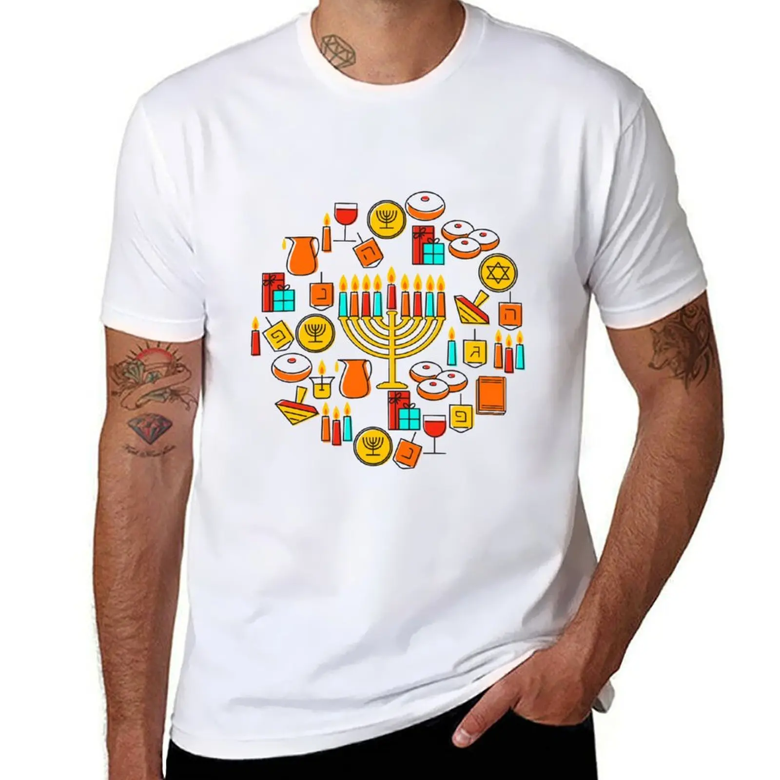 

Happy Hanukkah T-Shirt Casual Pattern Print Tee Shirt