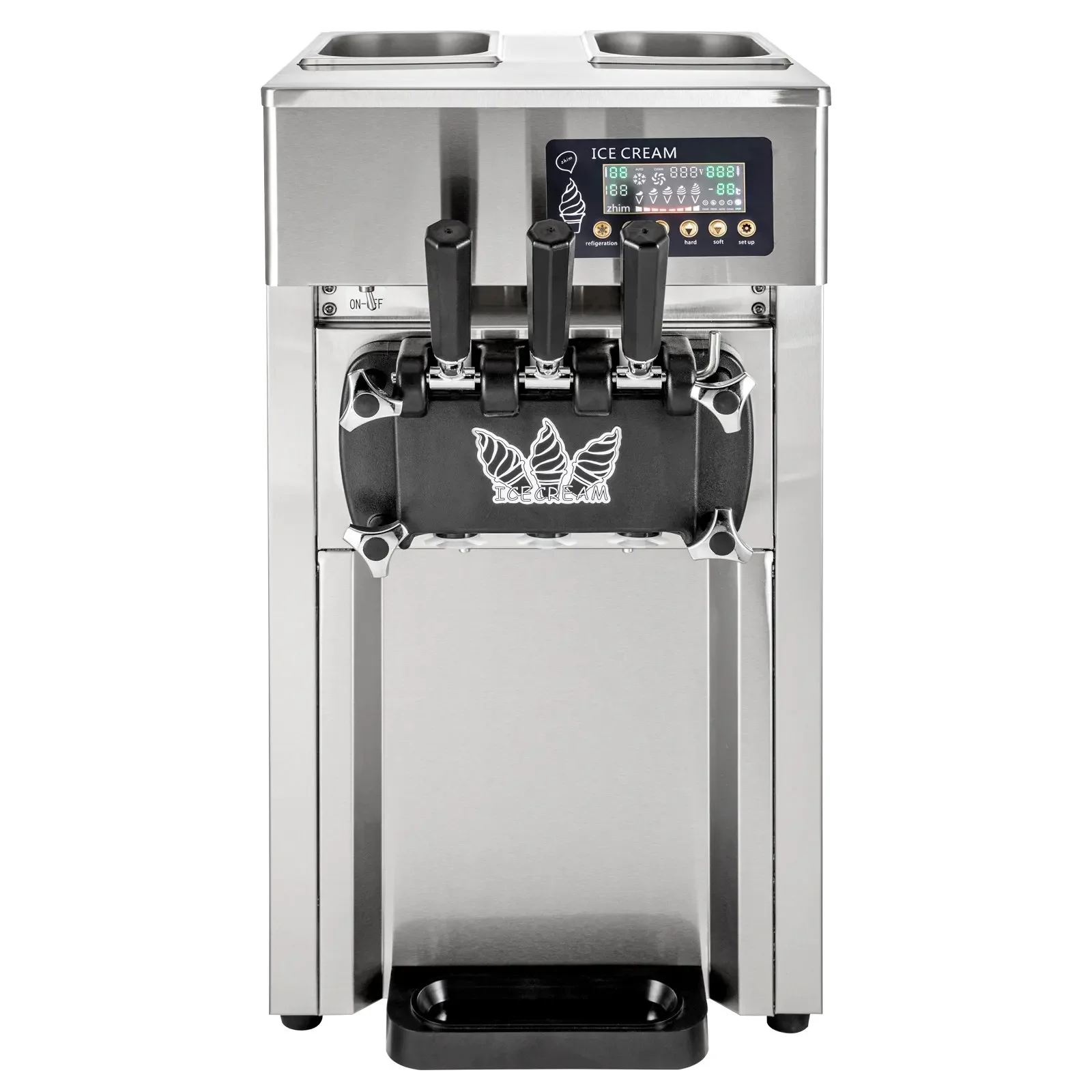 

Sihao Ice Cream Machine 1200W A168 Panassonic Compressor Ice Cream Maker 3Flavors Ice Cream Making Machine 4 Nozzles LCD Pannel