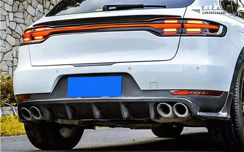 New！ For Porsche Macan 2018 2019 2020 2021 2022 Real Carbon Fiber Rear Diffuser Lip Kit Spoiler Refits