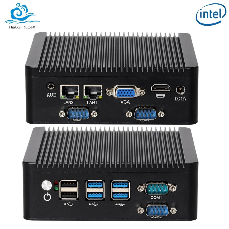 HelorPC-Mini PC Industrial com Intel Celeron N5100, 2LAN4COM, Computador HDMI, Suporta Win10, LINUX, 1x DDR4, 4xUSB3.0, 2xUSB2.0, VGA