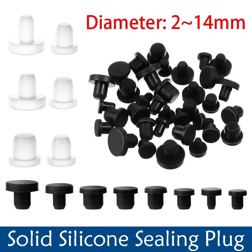 

Black/White Solid Sealing Plug 2-14mm Silicone Hole Caps T-shaped Seal Stopper High TEMP Dustproof Plug Inserts Bungs End Cap