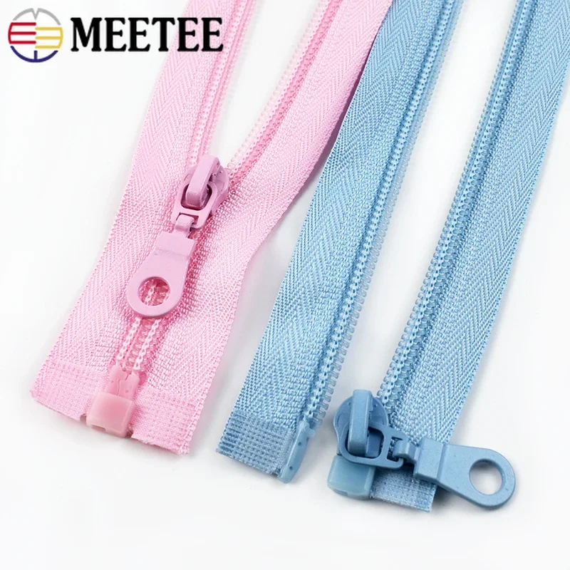 10Pcs Meetee 5# 70cm/80cm Nylon Zipper Single Open-End Auto Lock Zips for Jacket Sportswear Sew Zippers DIY Garment Zip Material