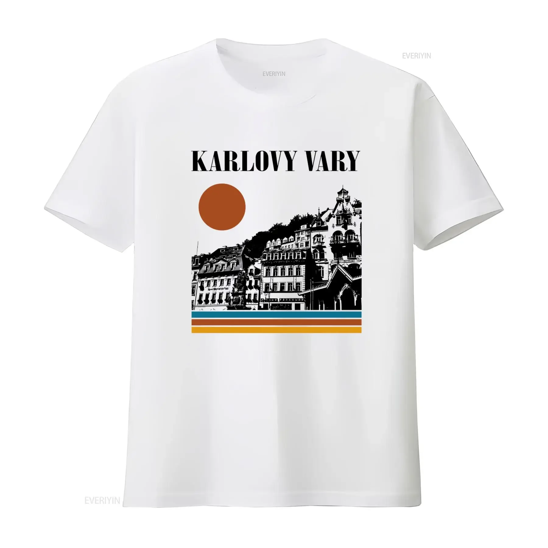 Karlovy Vary T Shirt Retro Vintage Travel Minimalist Midcentury Design Czech Republic Souvenir  vintage Washed Unisex homme