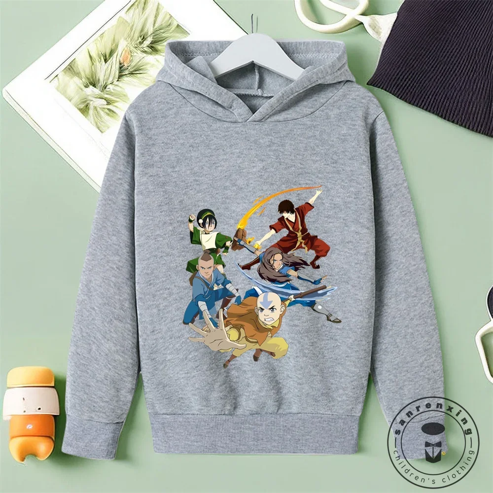 Harajuku Anime Avatar The Last Airbender Hoodies Sweatshirt Boys Girls Fashion Cartoon Appa Print 2024 Winter Casual Kids Hoody