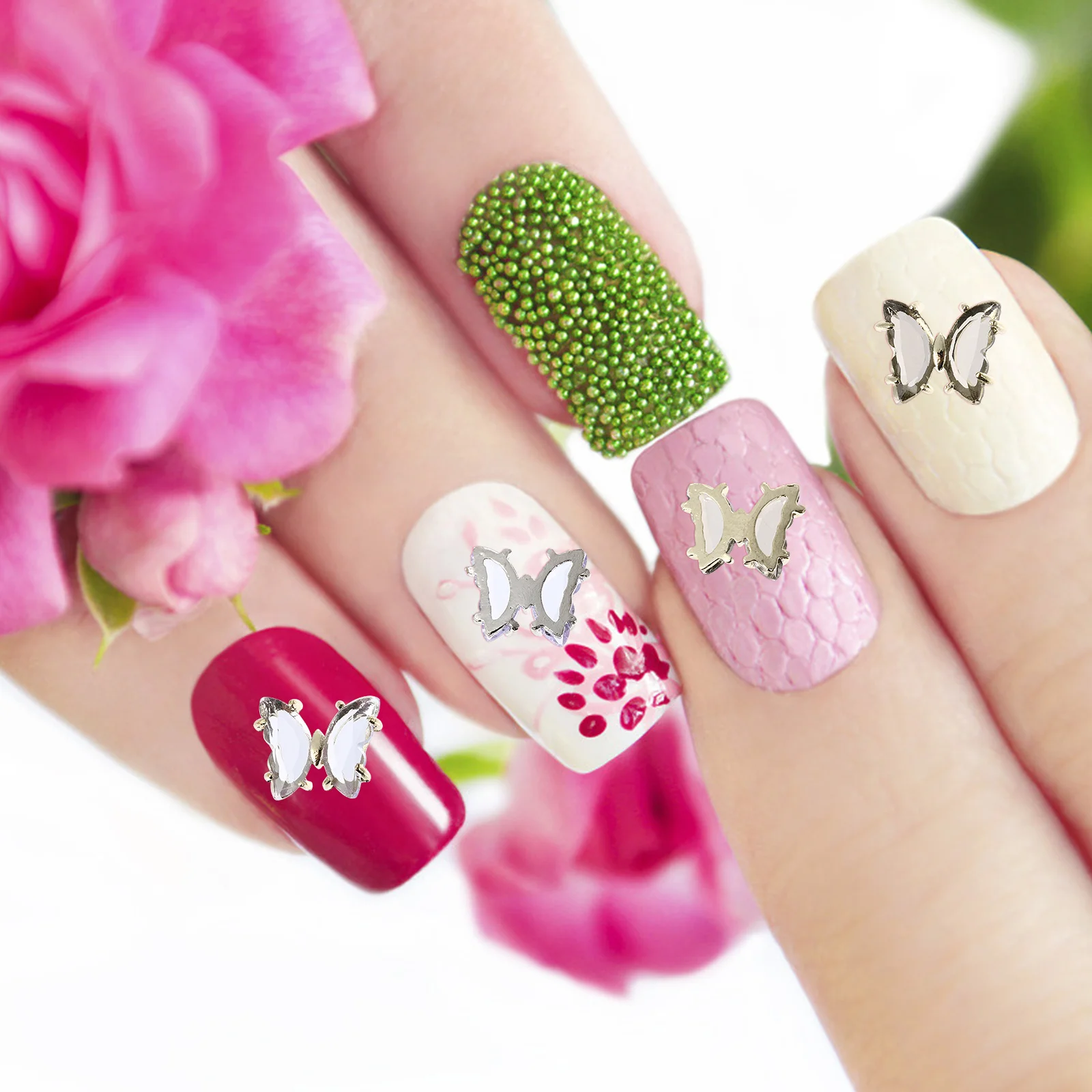 40 Uds. De adornos para uñas de mariposas 3D, adornos creativos para manicura DIY para bolsos, teléfonos, dijes para uñas, dijes para manicura