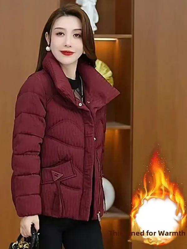 

Women's ort Thiened Winter Cotton Jaet Warm Sli Faion Small Size Cotton Coat Commute Simple Loose Fit Zipper