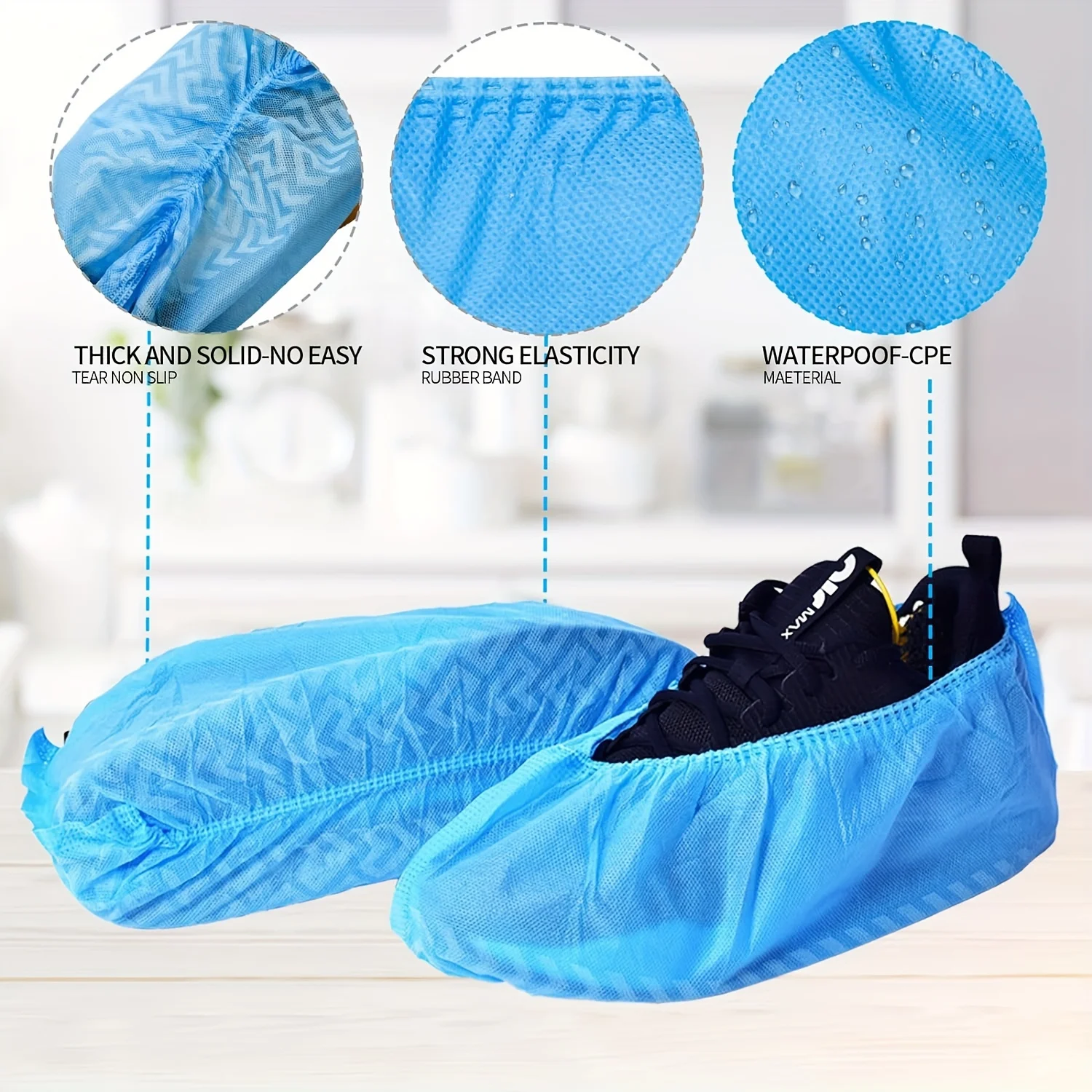 100pcs CPE Dust-proof Wear-resistant Household Shoe Covers, Indoor Non-slip Dust-free Shoe Covers, Thickened Disposable Shoe Cov