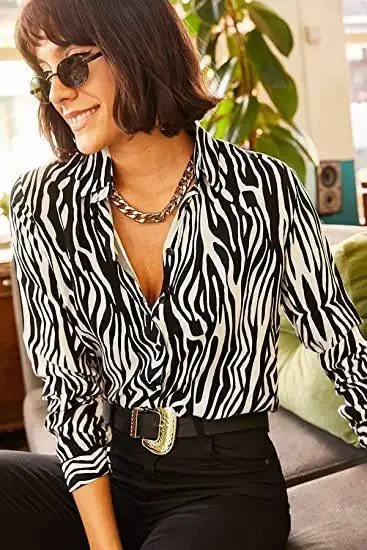Kemeja lengan panjang wanita, Atasan kemeja berkancing kasual XS-3XL 2025
