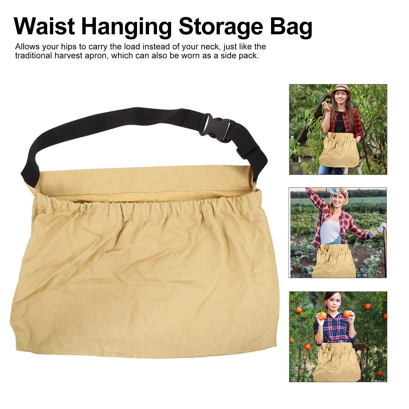 

Fruit Picking Bag Berries Collection Tool Khaki Camping Storage Outdoor Foraging Jungle Fruit Pack Waist Hang Bag Multipurpose