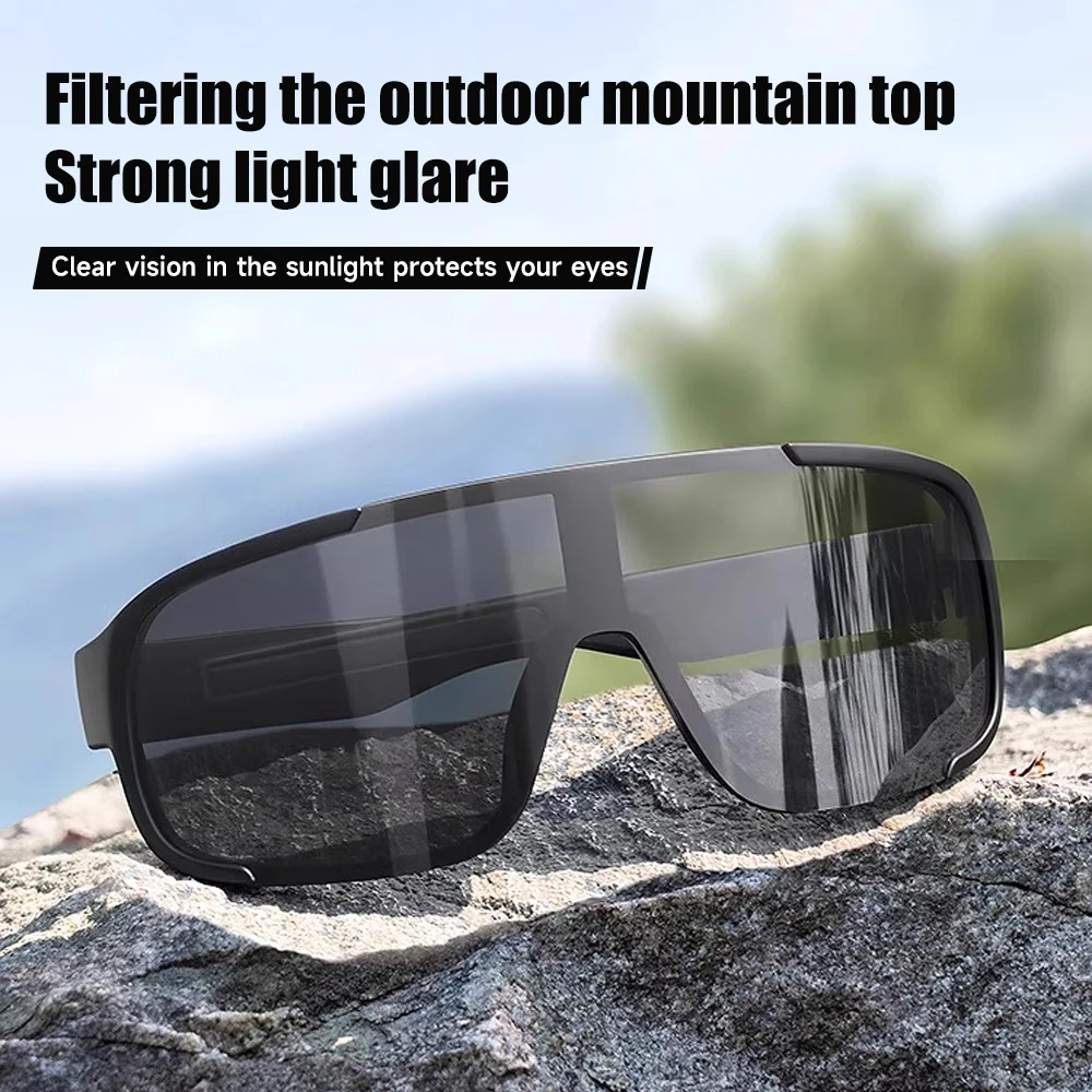 New Outdoor Photochromic Large Frame Cycling Glasses Windproof Climbing Road Mountain Bike Sports Protective Sunglasses