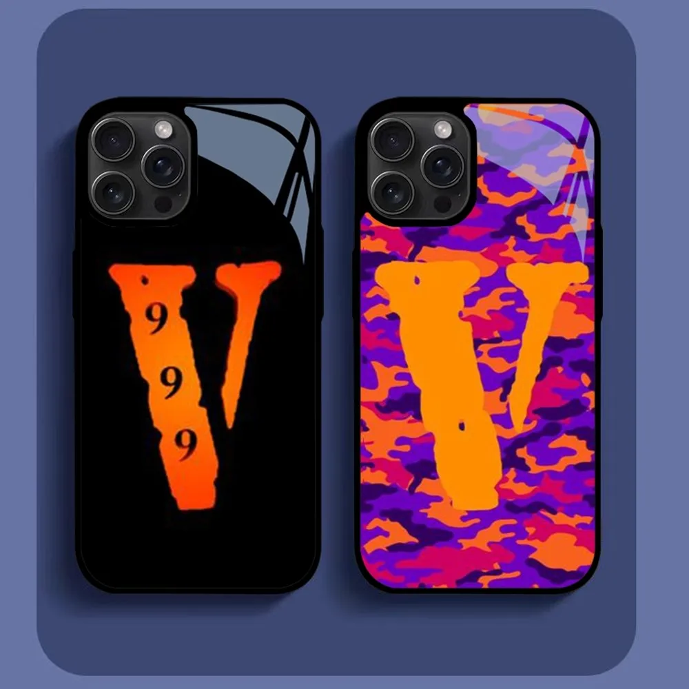 999 V-VLONE Sticker Phone Case For iPhone16 15 14 13 12 11 Pro Xs Max Mini XR X 7 8 Plus luxury Mirror Hard Funda