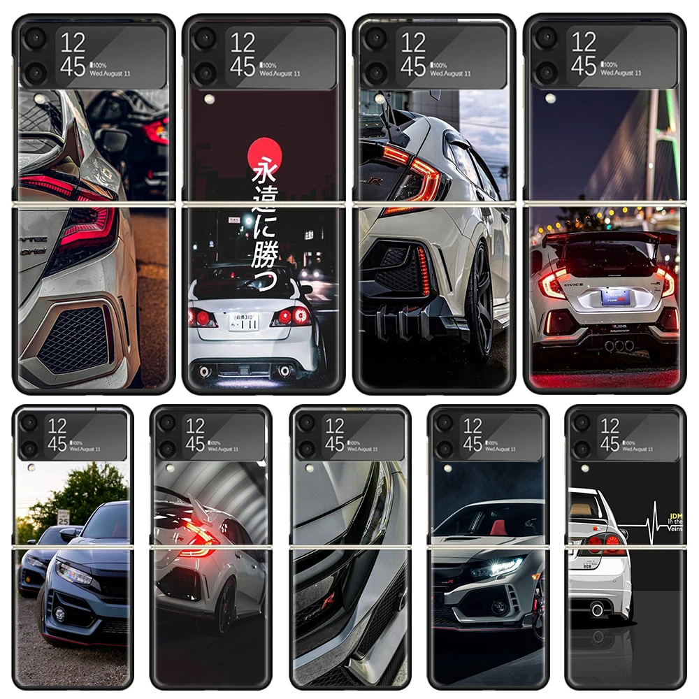 JDM Type R Civic Sport Car Phone Case For Samsung Galaxy Z Flip3 Flip4 Flip5 Flip6 PC Shell For Z Flip 3 4 5 6 Hard Folding Art