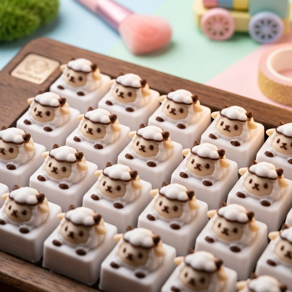 Cute Sheep Artisan Keycap 3D Printed Kawaii Lamb Keycap for Cherry MX Switch Mechanical Gaming Keyboard Desk Setup Decor Gift