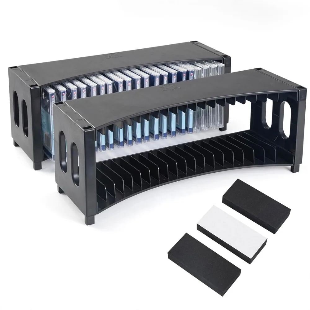 

CD Storage Rack, Upgrade 2 Pack Stackable ABS CD Storage Organizer Can Hold 40 Slim CD Jewel Cases, CD Organizer Hol