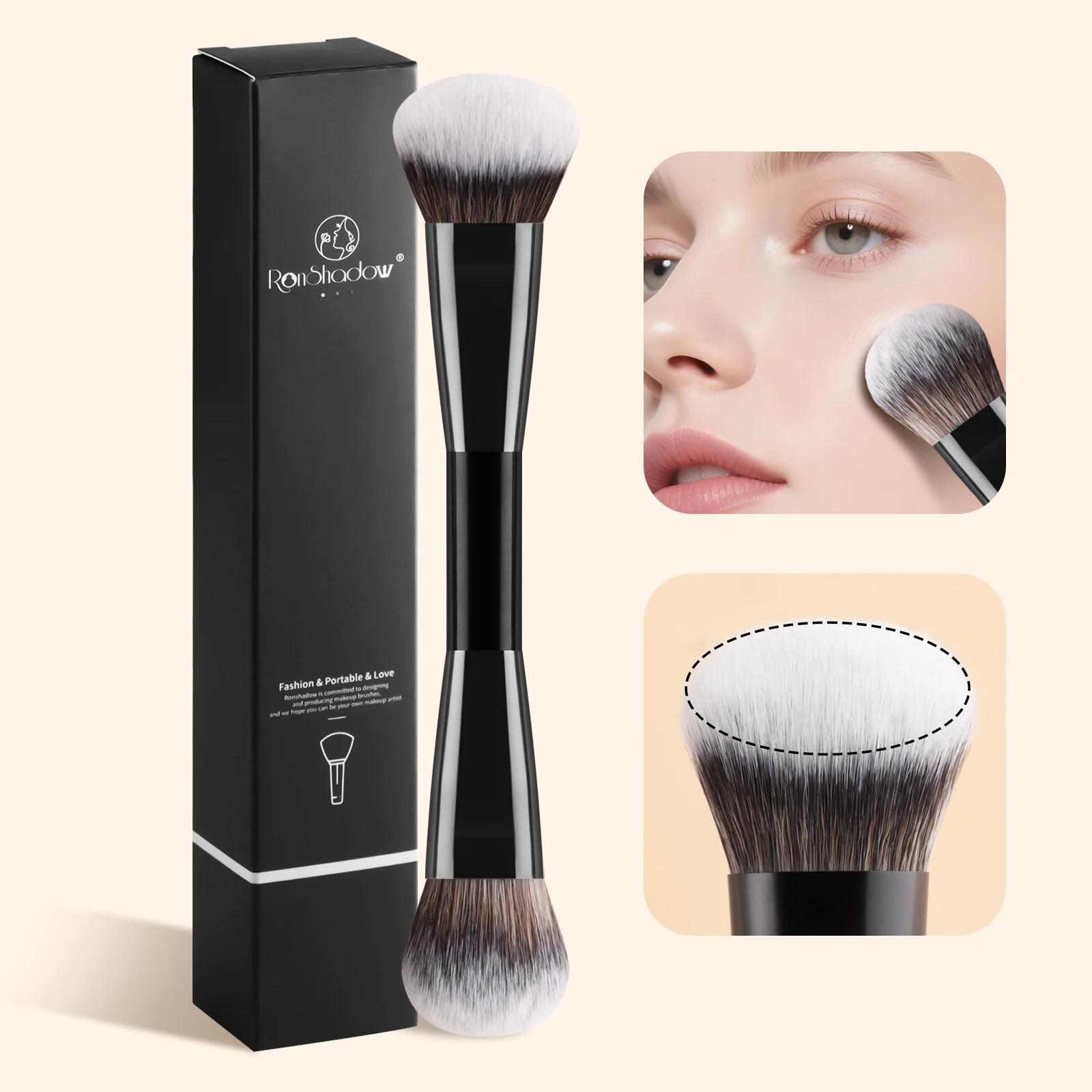 1Pc Box Packed 2 In 1 Blush Powder Brush Wet Dry Use Contour Brush Mini Portable For Short Trip Makeup