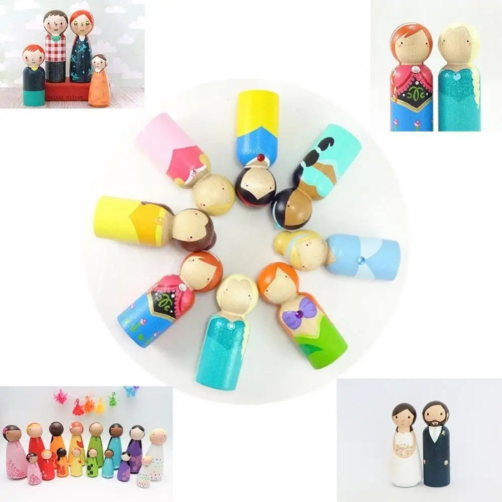 20 Pieces Unfinished Blank Natural Wood People Peg Dolls Wedding Cake Topper DIY