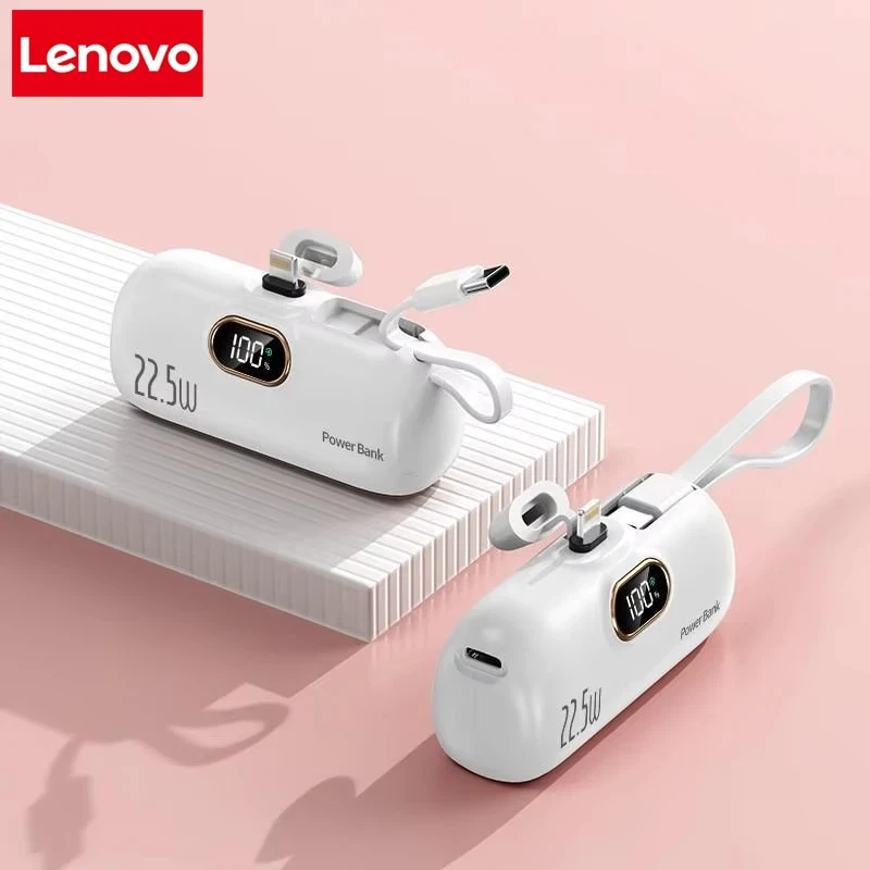Lenovo Praktische Mini-Powerbank 30000 mAh, tragbar, schnelles Aufladen, geeignet für iPhone 16 15 14 Samsung Xiaomi Externer Akku 8
