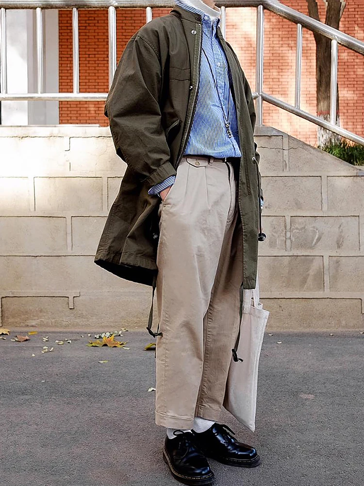 

PLUS Size Japanese Double Fold Conical Pants Nine Point Casual Pants Versatile Loose Men Pants