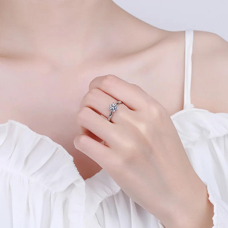 JoyceJelly S925 Ring With 1CT D Color Moissanite Diamond Female Classical Sterling Silver 925 Jewelry For Wedding Engagement