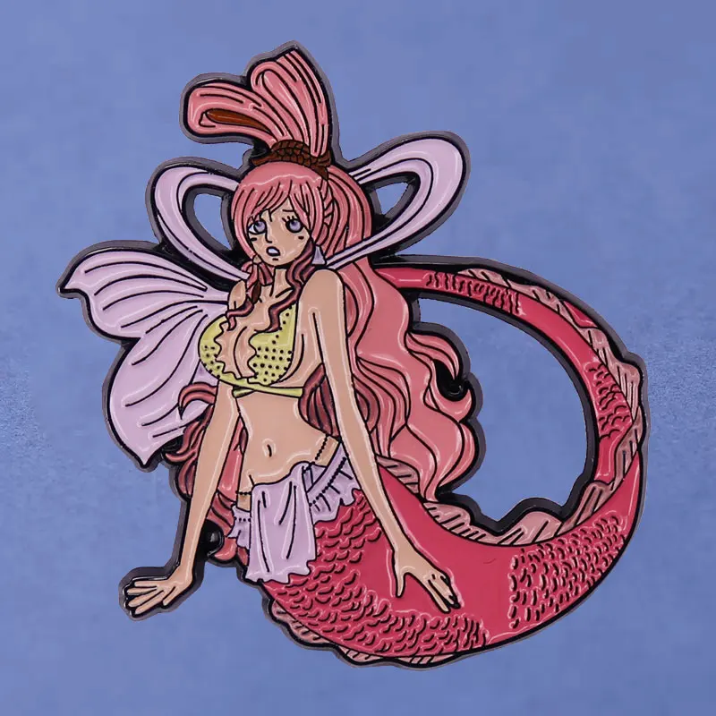 

Anime One Piece Lapel Pins Backpack Jeans Enamel Brooch Fish Man Lsland White Star Princess Beautiful Fish Cartoon Badges