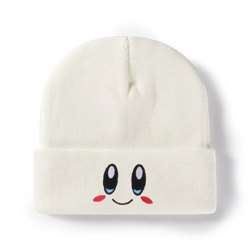 Casual Beanies Skullies KIRBYS Lovely Face Embroidery Knitted Hat Bonnet Cap Girls Boys Skiing Warm Unisex Beanie Accessories