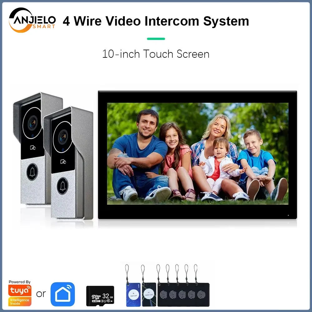 

ANJIELO Home System Intercom Video Door Phone Wifi Metal Doorbell Camera Tuya Smart 1080P Touch Monitor 10 Inch