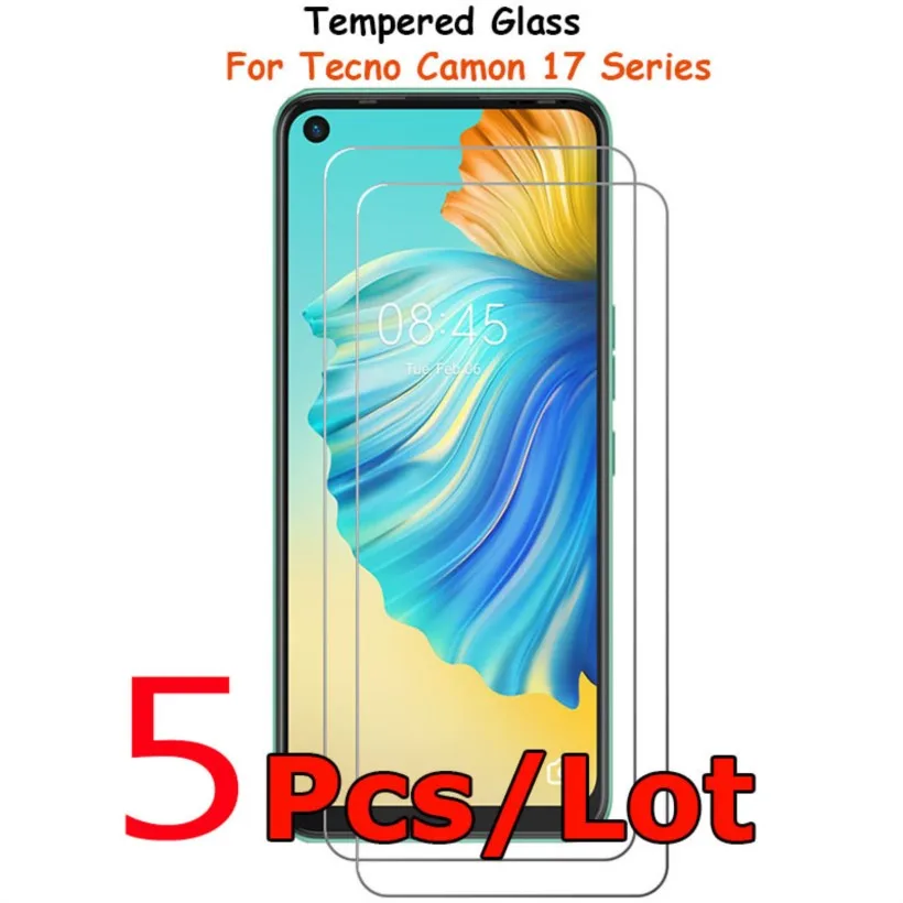 5pcs/lot on the for tecno camon 17 pro premier tempered glass screen protector protective film guard saver shield protection hd