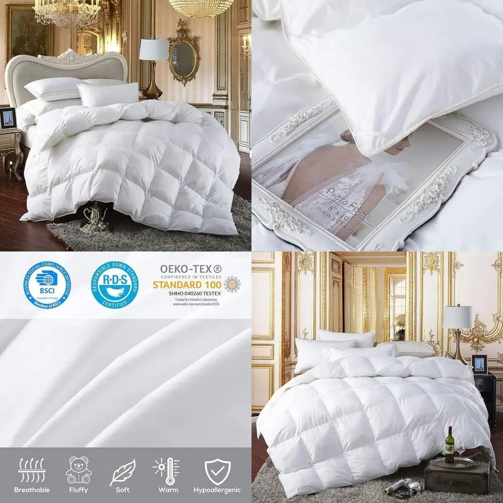 

Luxury Siberian Goose Down Duvet Insert - 1200 Thread Count Egyptian Cotton Cover, Premium All-Season Super King Size