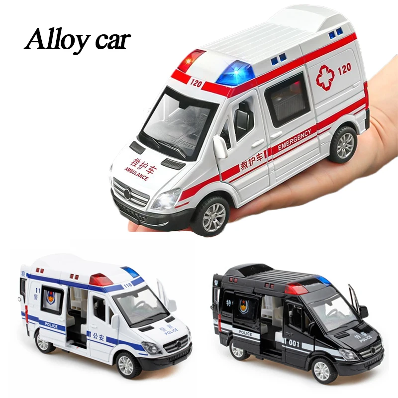 

1/32 Alloy Ambulance Model Car Toy Metal Diecast Fire Truck Police Return Car Sound and Light Toy for Boys