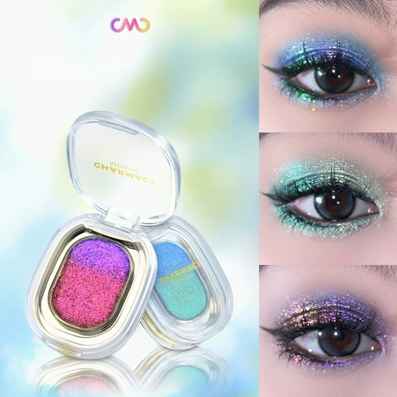 CHARMACY Multichrome Glitter Gradient Eyeshadow Hightlight Brighten High Pigmented Metallic Shiny Face Makeup