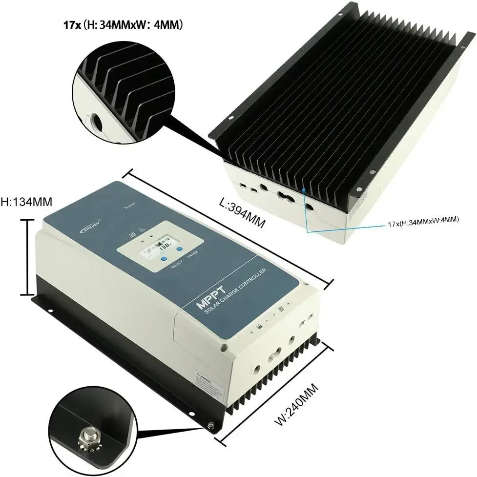 High Current 60A MPPT Solar Charge Controller Tracer6415AN 12/24/36/48VDC/Auto For Solar System Controller