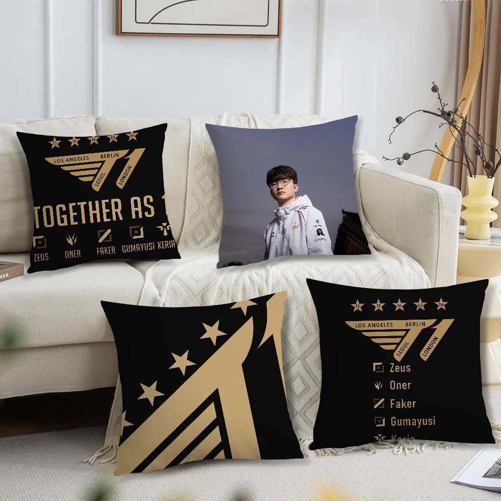 Faker LOLS SKT T1 2024 Five Champion Pillow Case Fan Style Square Home Decor Cushion Cover Design Printed