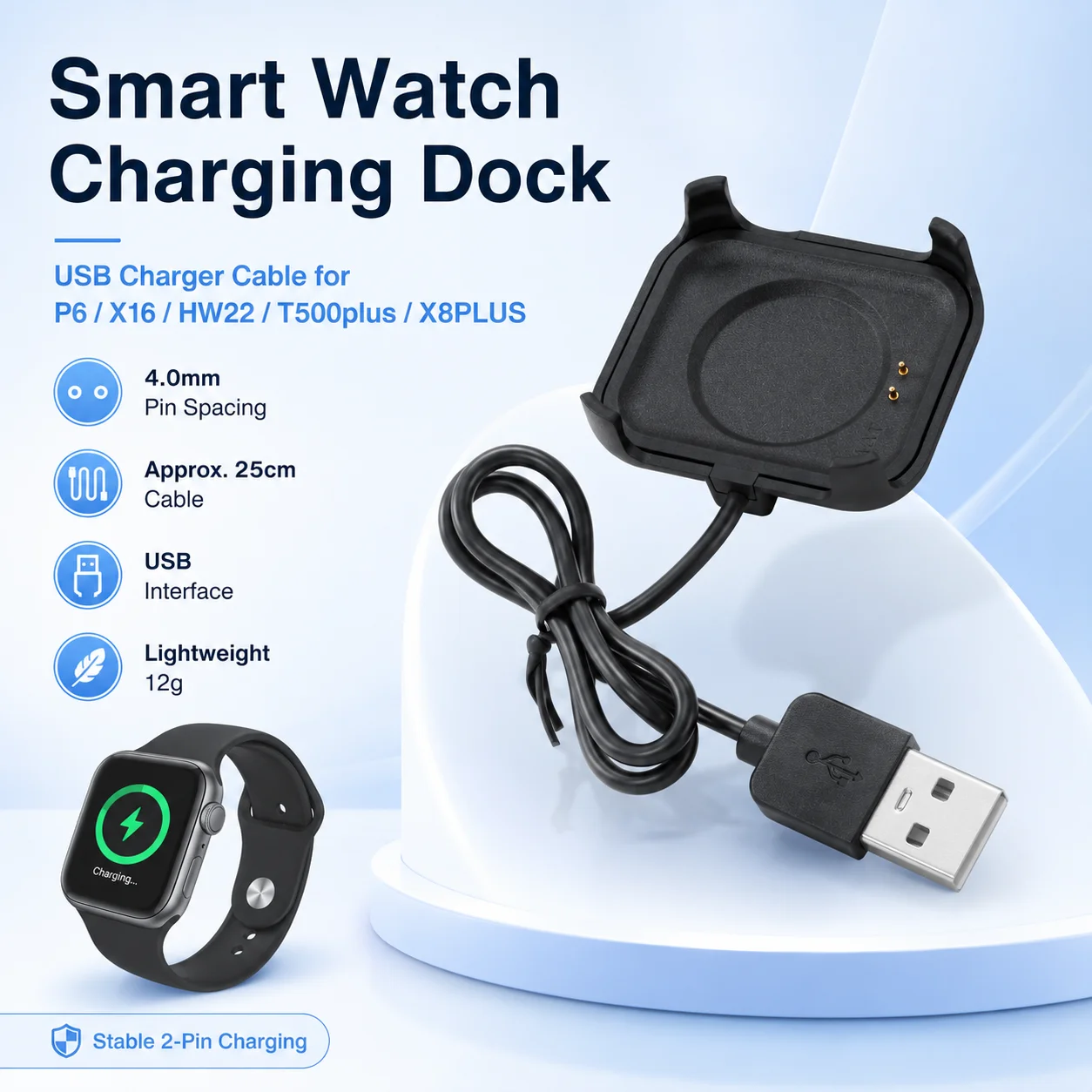 Smart Watch Magnetic Charger Smartwatch Charging Cable USB Chargeable Adapter for HW22 Smartwatch