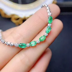 YULEM New Style Natural Emerald Bracelet for Women Jewelry Real 925 Silver Gold Plated Natural Gem Birthstone Party Gift Sale